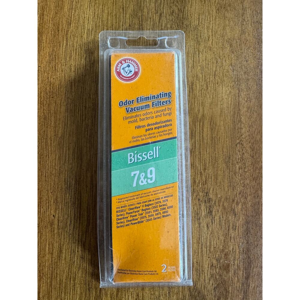NWT Arm & Hammer Bissell 7 & 9 Vacuum Filters Odor Eliminating 2 Pack